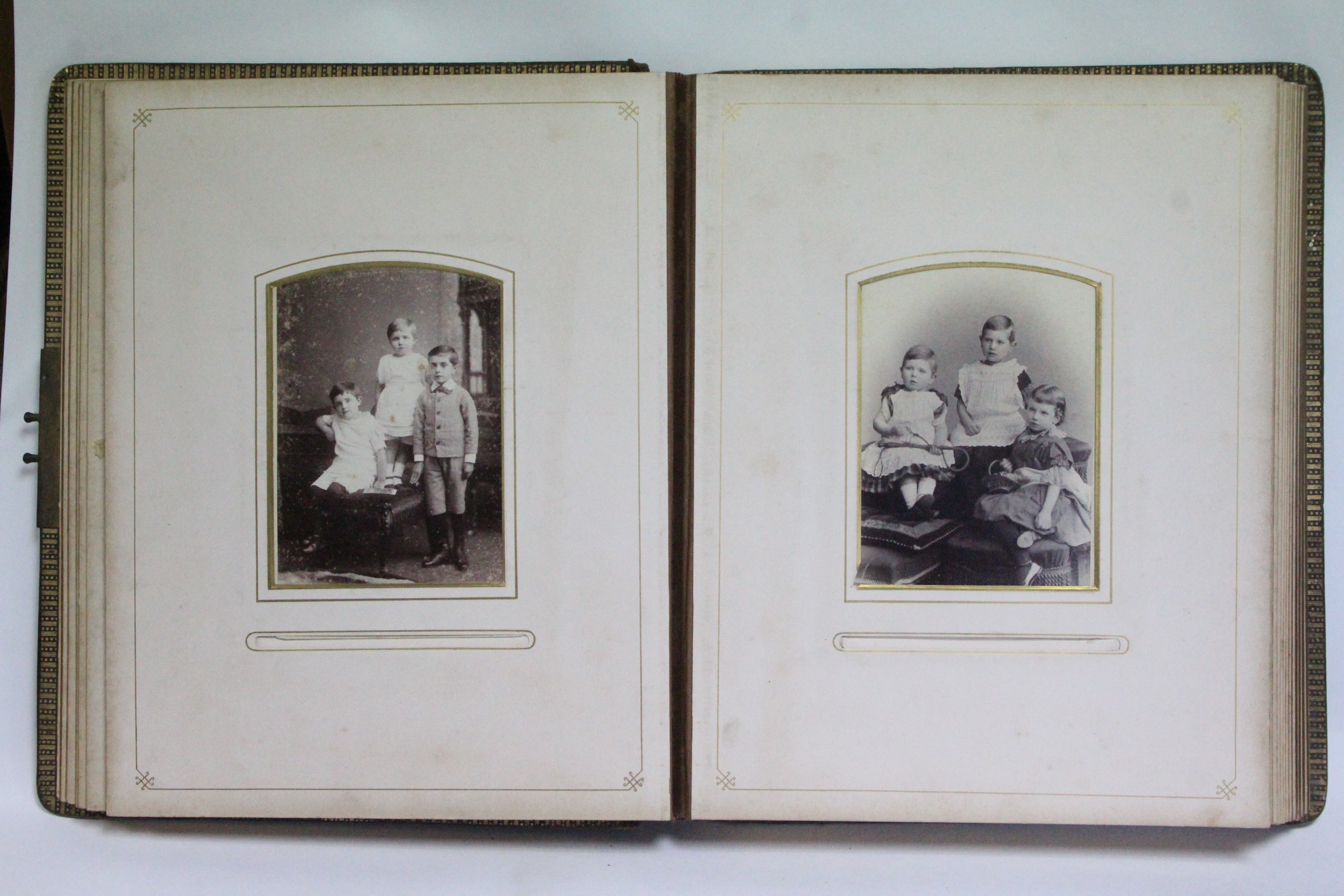 A Victorian leather-bound family photograph album containing seventy various black & white - Image 5 of 9