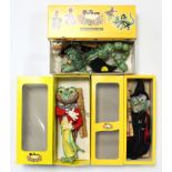 Three Pelham string puppets “Frog” (SL9); “Mother Dragon” (A1); & “Wicked Witch” (SL10), all boxed.