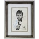 AN AUTOGRAPHED PHOTOGRAPH of RINGO STARR, 5½” x 3¼”, in glazed frame.