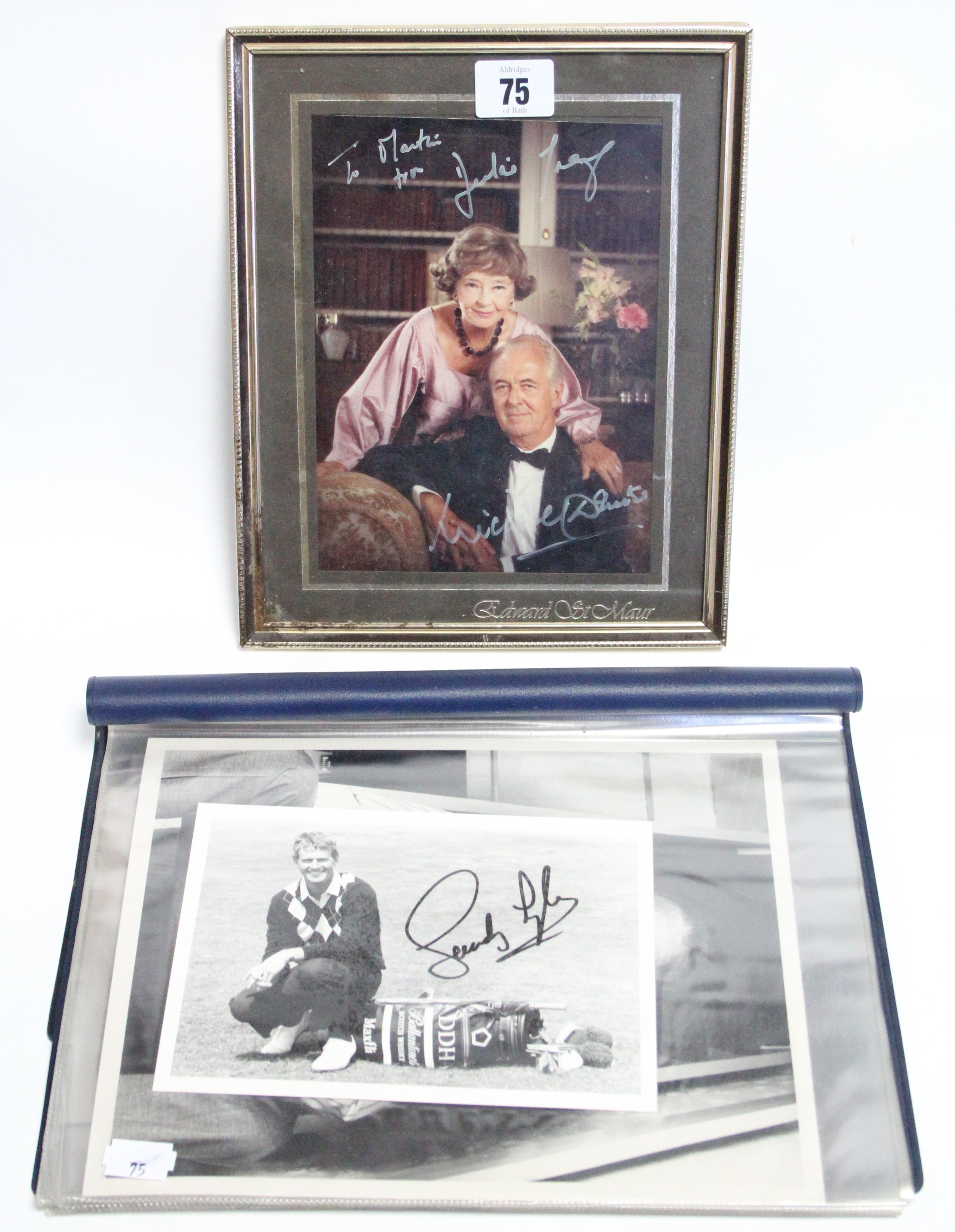 A collection of autographs, most on photographs, including Laurence Olivier, Charlton Heston,