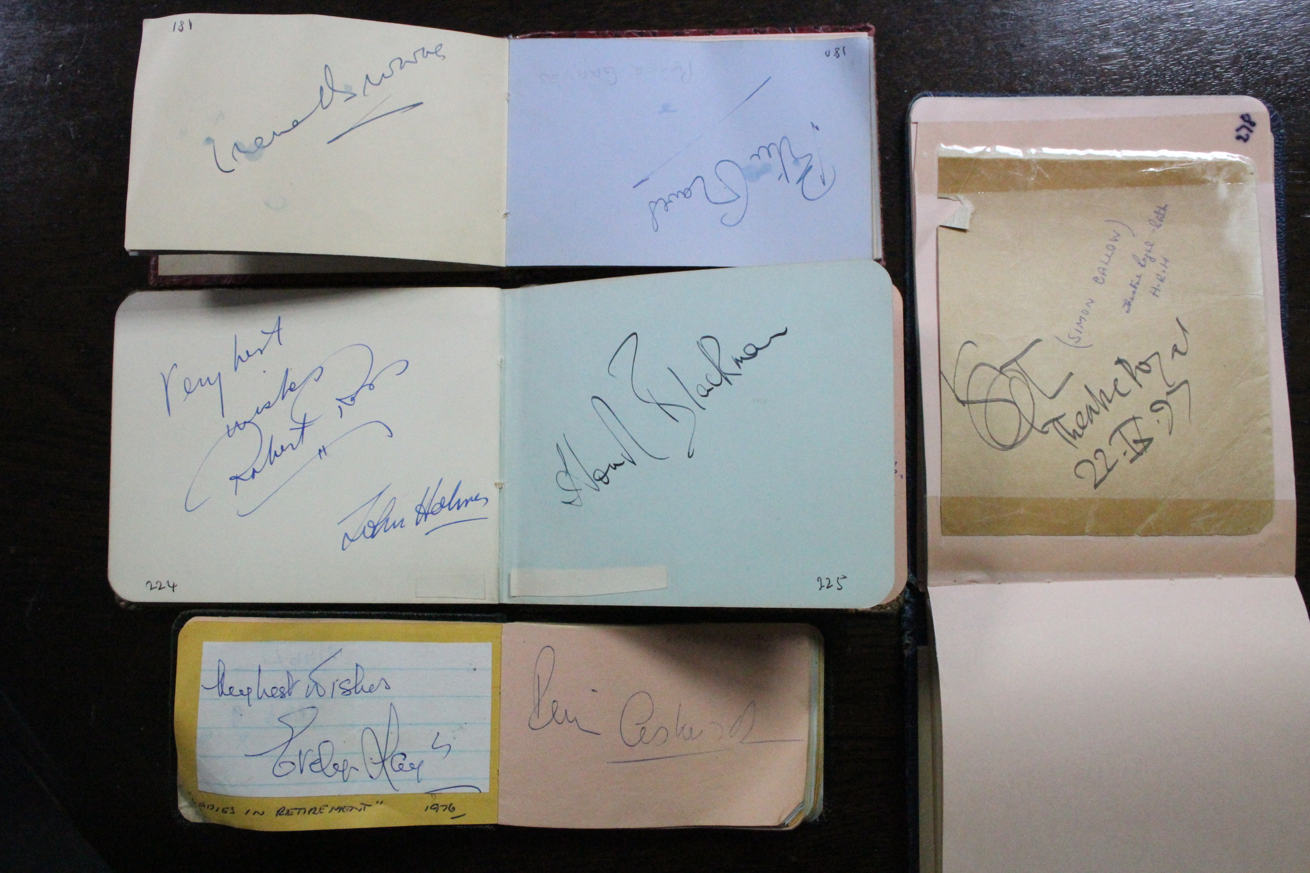 A THEATRICAL AUTOGRAPH COLLECTION in four small albums, of British stage actors from the 1950s - Image 7 of 14