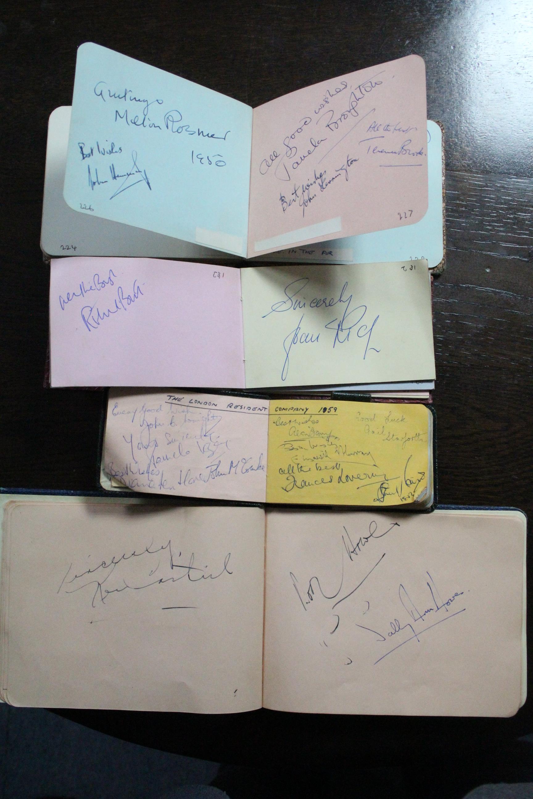 A THEATRICAL AUTOGRAPH COLLECTION in four small albums, of British stage actors from the 1950s - Image 8 of 14