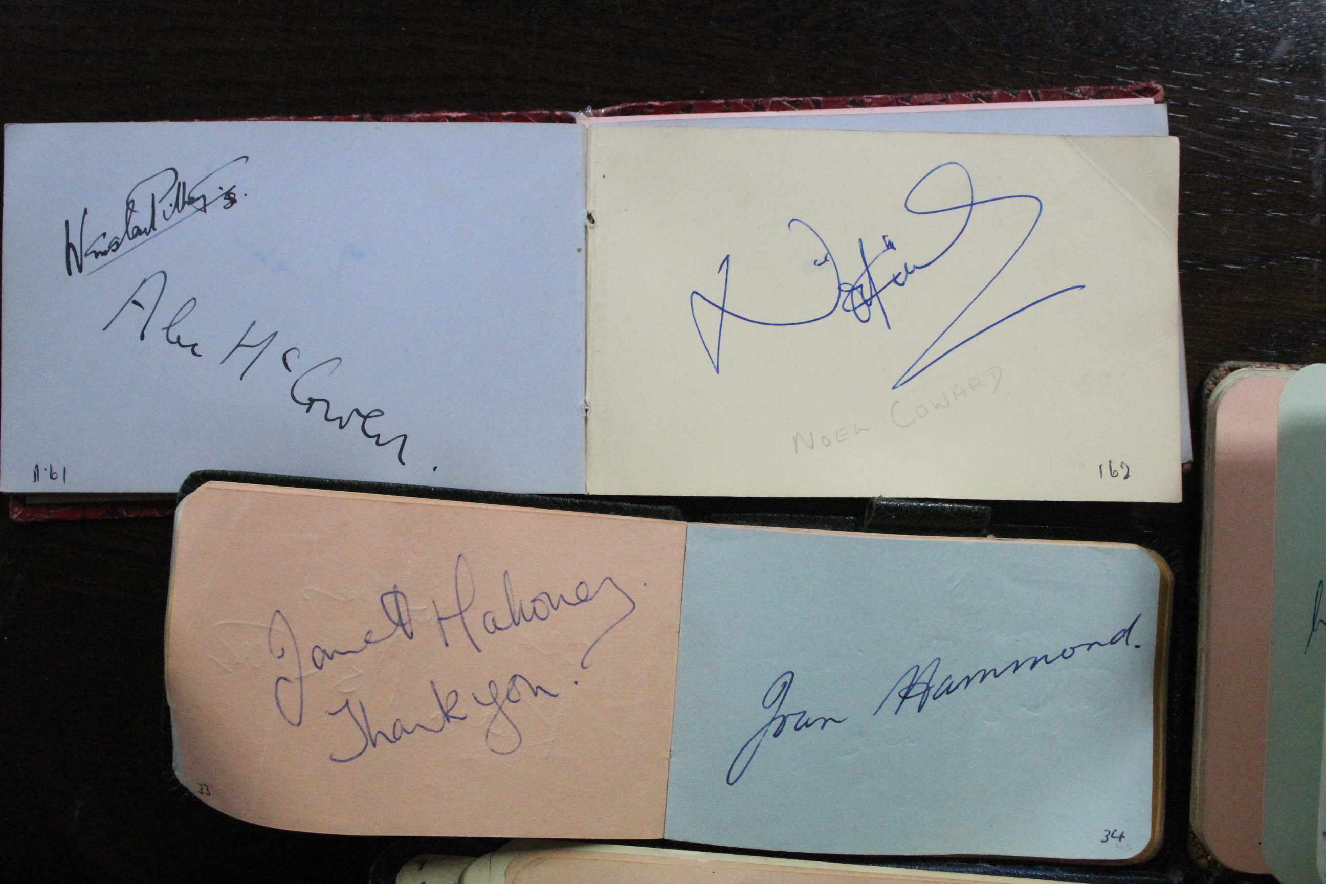 A THEATRICAL AUTOGRAPH COLLECTION in four small albums, of British stage actors from the 1950s - Image 3 of 14