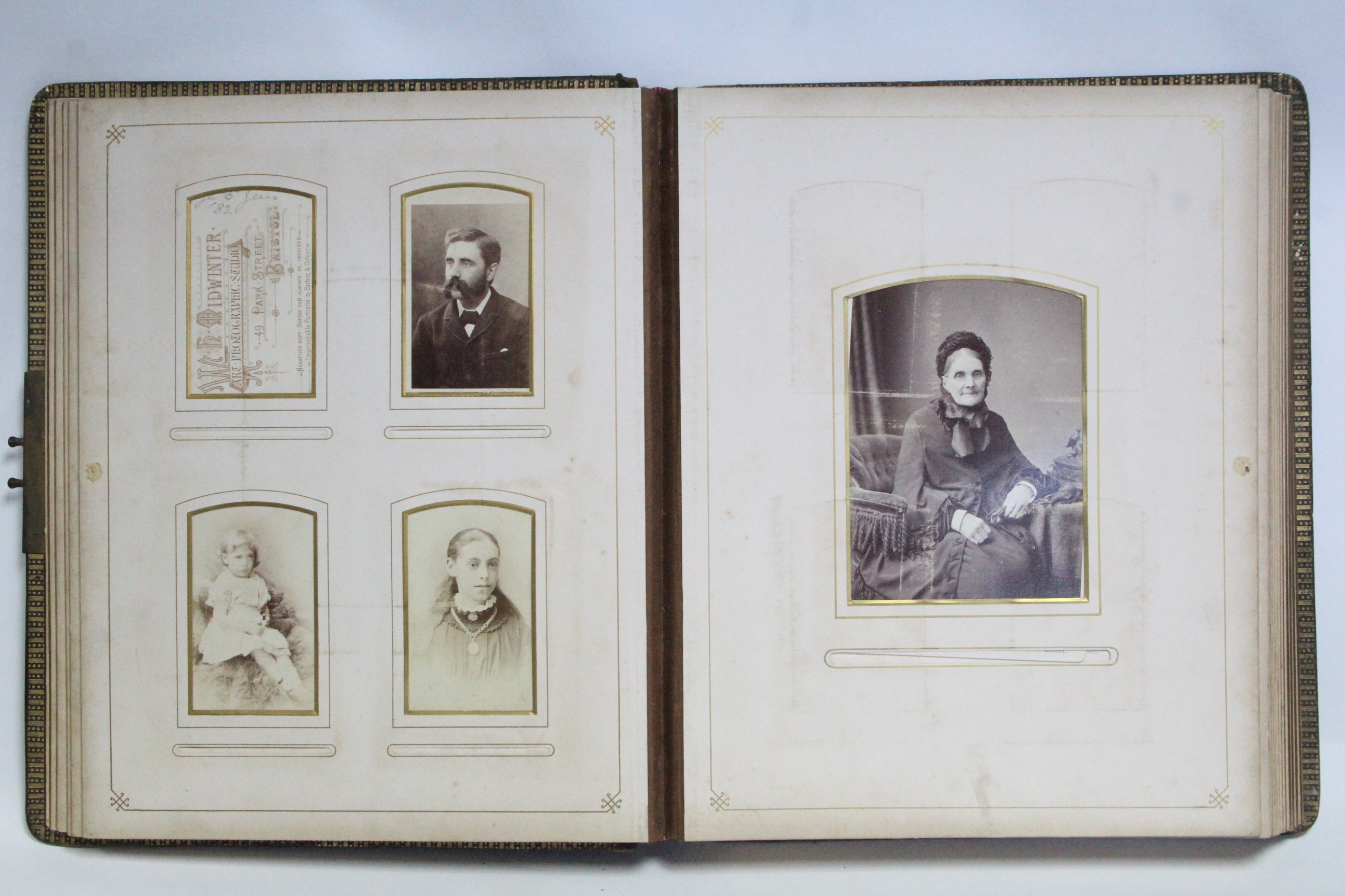 A Victorian leather-bound family photograph album containing seventy various black & white - Image 4 of 9