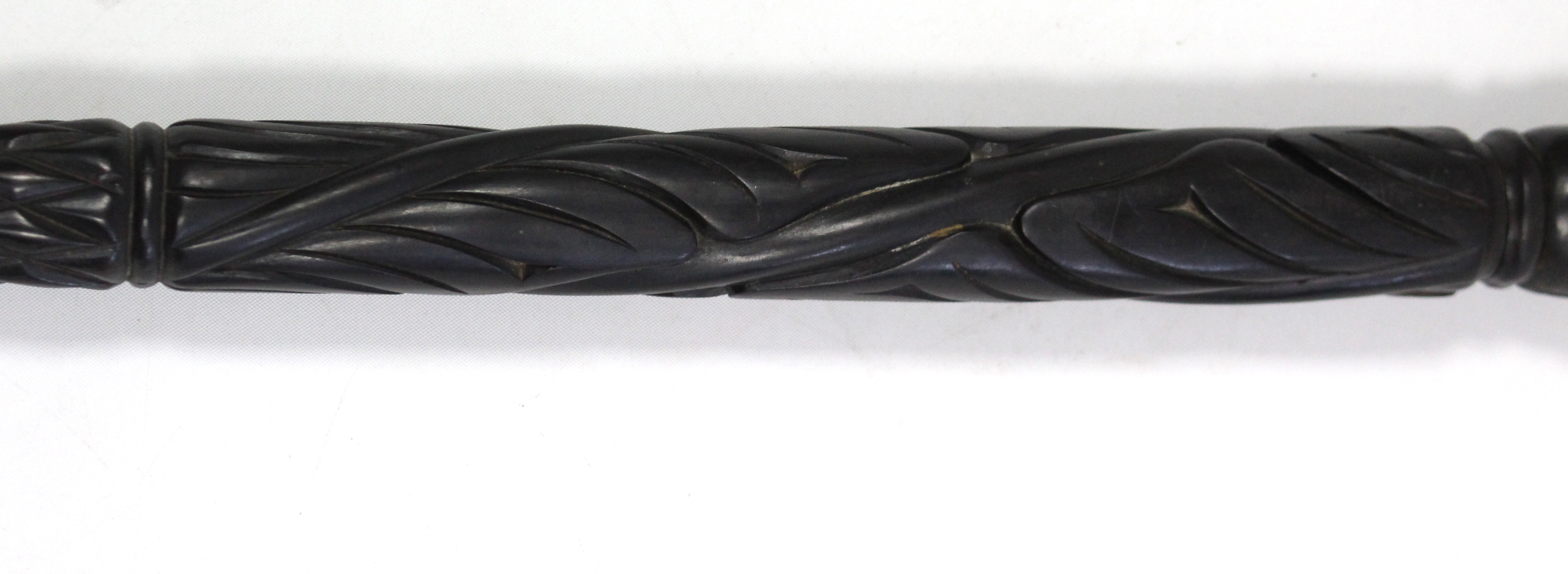 An early 20th century carved ebony gent’s walking cane, with elephant head handle, 35½” long. - Image 3 of 3
