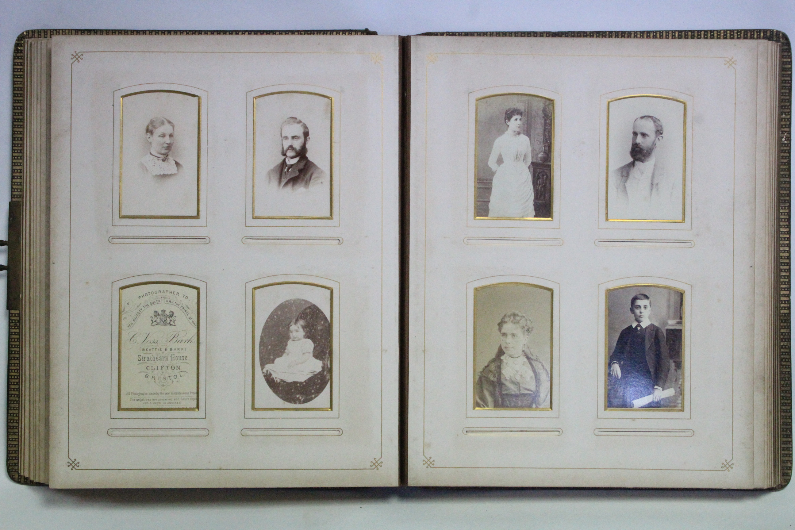 A Victorian leather-bound family photograph album containing seventy various black & white - Image 8 of 9