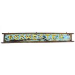 A painted & carved wooden narrowboat name plate “ROCHESTER”, 77” x 10”.
