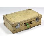 An early-mid 20th century vellum suitcase fitted chrome plated twin-lever locks, 28¼” wide.