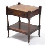 A 19th century mahogany rectangular two-tier whatnot (reduced in height), fitted long drawer to
