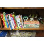 Various children’s books & toys.