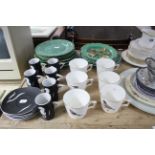 Fourteen various moulded green-leaf plates, & various other items of decorative china, part w.a.f.