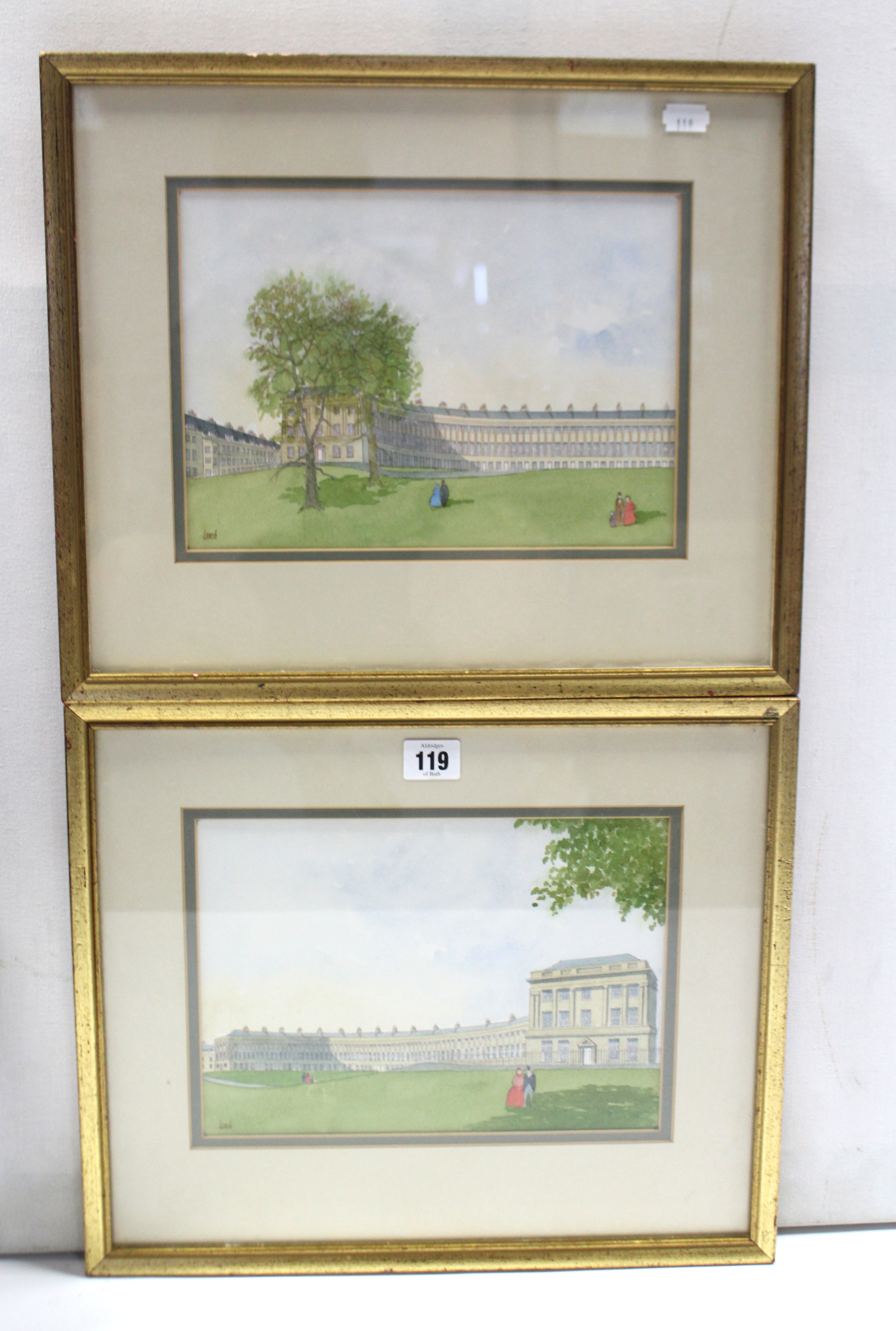 A pair of coloured prints after Leach – views of Royal Crescent, Bath, 7¼” x 10¼”, in matching - Image 2 of 3