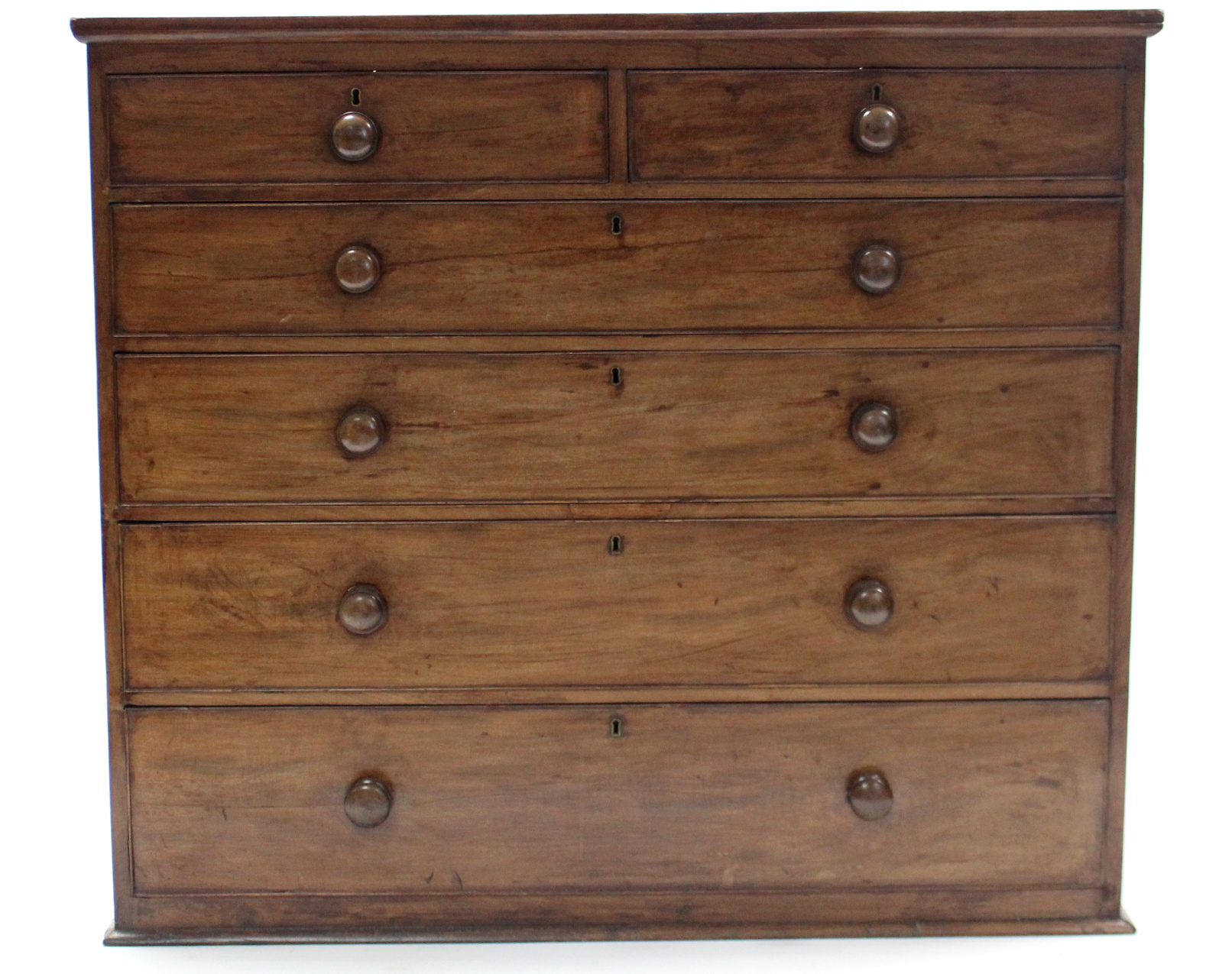 A 19th century mahogany chest fitted two short & four long graduated drawers with turned knob - Image 5 of 5