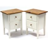 A ditto pair of two-drawer bedside chests, 19¼” wide x 26” high.