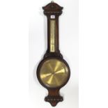 An oak cased banjo barometer, 33” high.