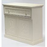 A late Victorian white painted & carved walnut secretaire bookcase base with fitted interior