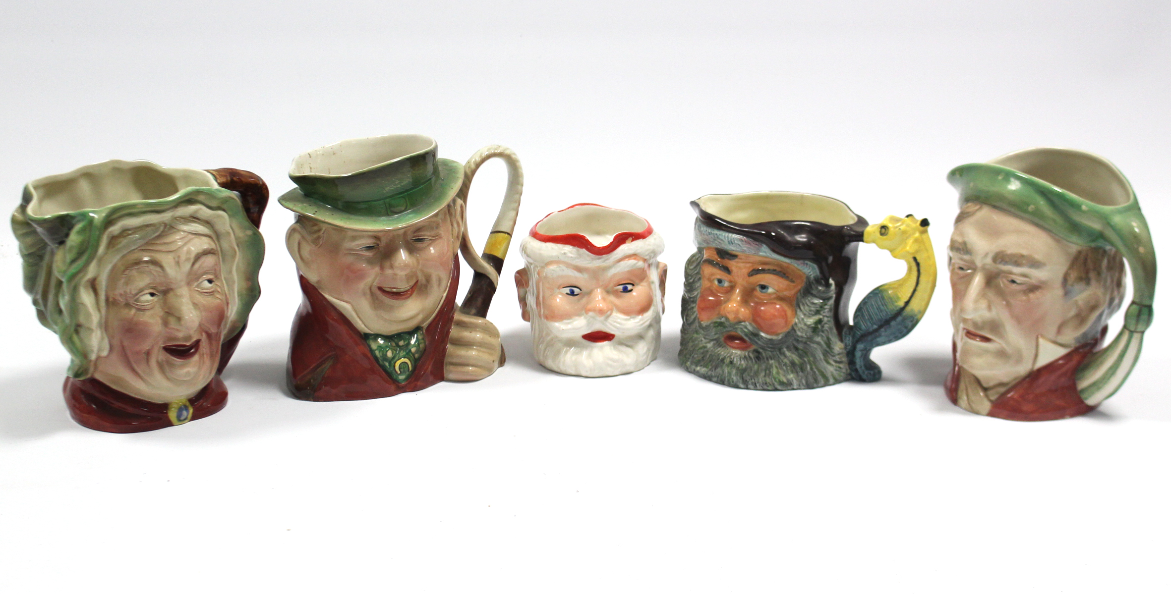 Three Beswick ware large character jugs, “Sairey Gamp” (No. 371); “Tony Weller” (No. 231); & “