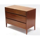 A 1960’s Heals teak low chest fitted three long graduated drawers, 36” wide x 28” high.