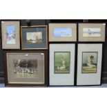 Seven various decorative paintings & prints (F. Varley, etc), including an early 20th century sepia