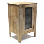 An early 20th century pine tall meat-safe fitted two shelves enclosed by mesh-fronted door, 29½”