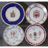 A Samson armorial porcelain 9” plate with central coat-of-arms surrounded by floral borders &