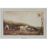 Follower of PETER De WINT R. W. S. (1784-1849). A rural landscape with ploughman & horses. Inscribed