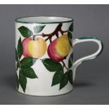 A Wemyss Ware (R. Heron & Son) pottery large cylindrical mug painted with the “Apples” pattern;