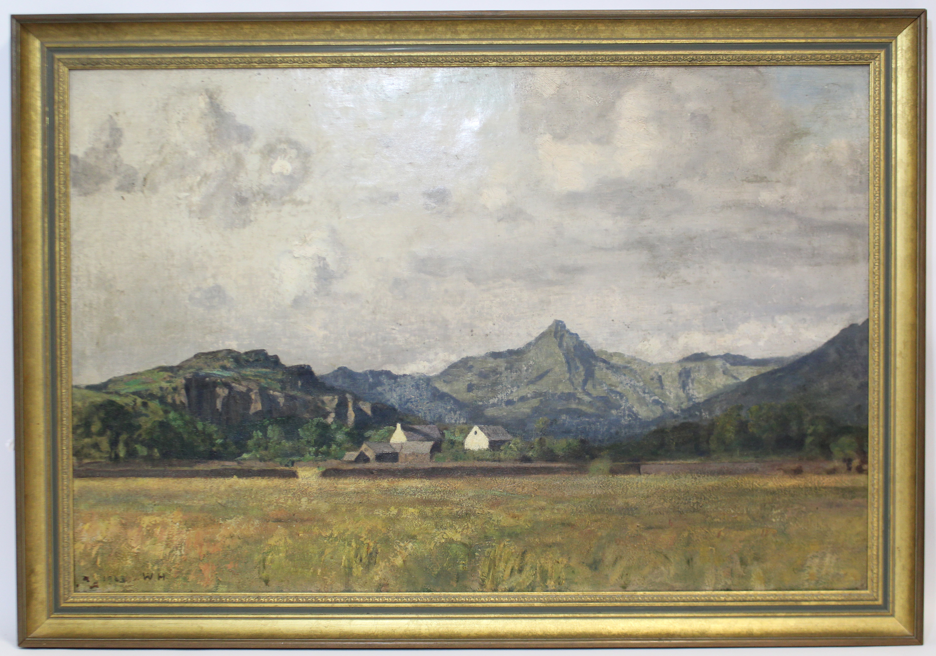 ENGLISH SCHOOL, 19th century. An extensive mountainous landscape with farm buildings to the fore.