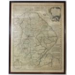 An 18th century coloured engraving “An Accurate Map of Lincolnshire” by Eman. Bowen, printed for