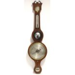 An early 19th century inlaid mahogany-cased banjo barometer by James Hughes of Swinton, with