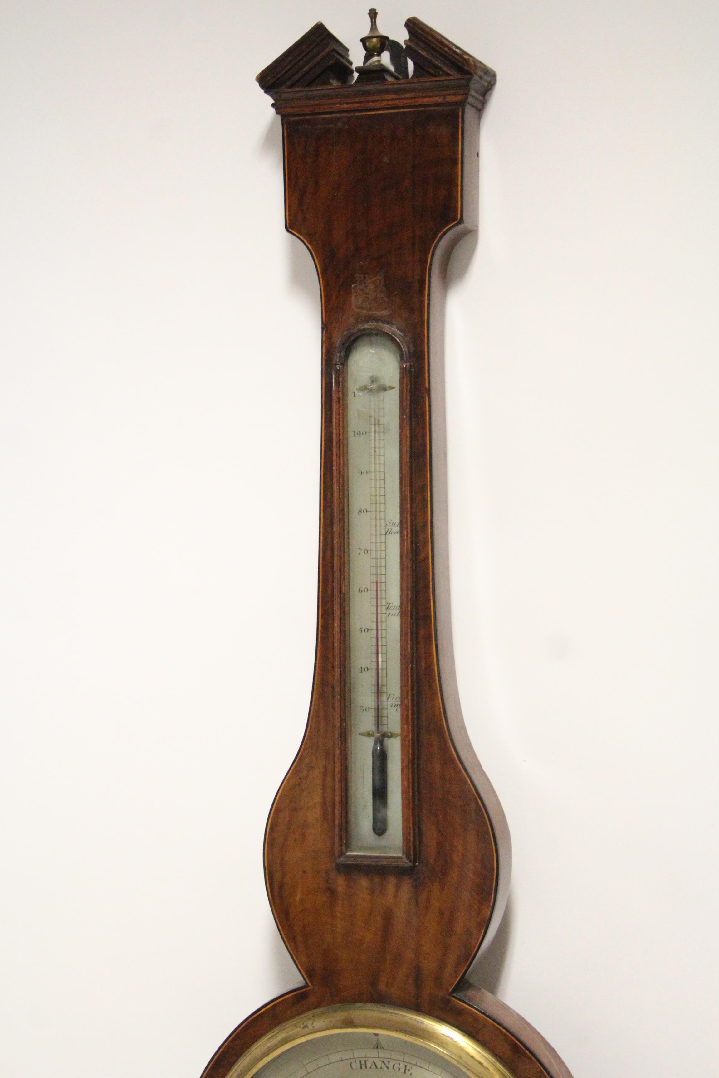 A George III banjo barometer, the 8¼” silvered dial signed: “C. Tagliabue, 28, Crofts St., - Image 3 of 3