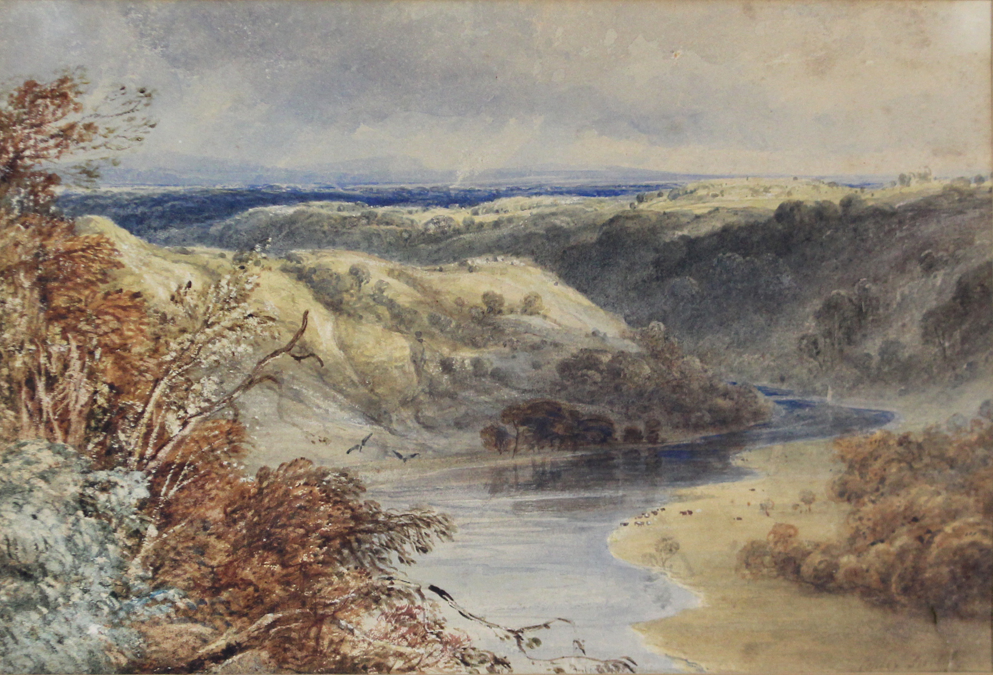 Attr. to ANTHONY VANDYKE COPLEY FIELDING, P.O.W.S. (1787-1855). An extensive landscape with river