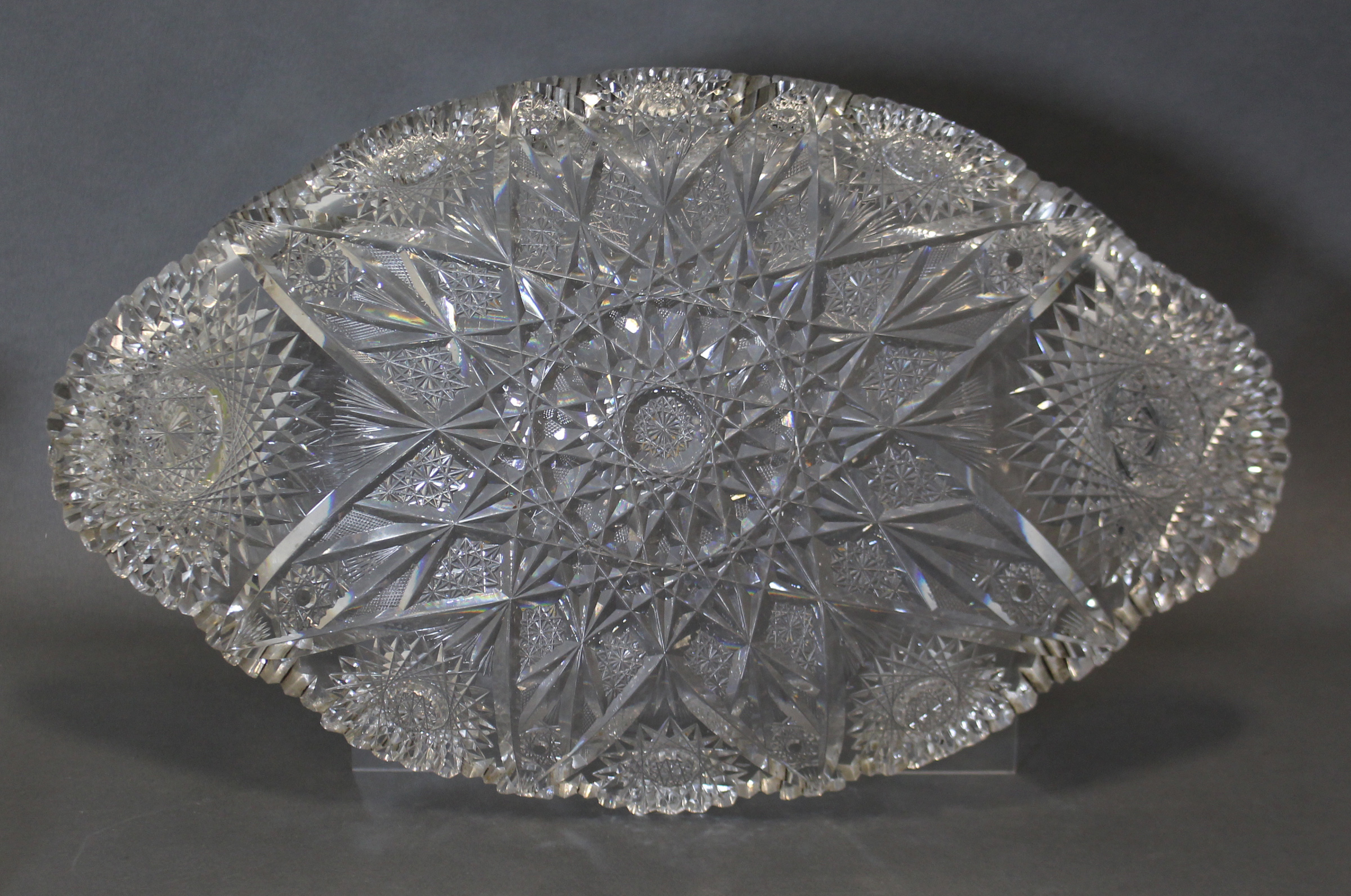 An early 19th century cut-glass deep bowl with lobed rim & fluted body, on turned column & heavy - Image 8 of 8