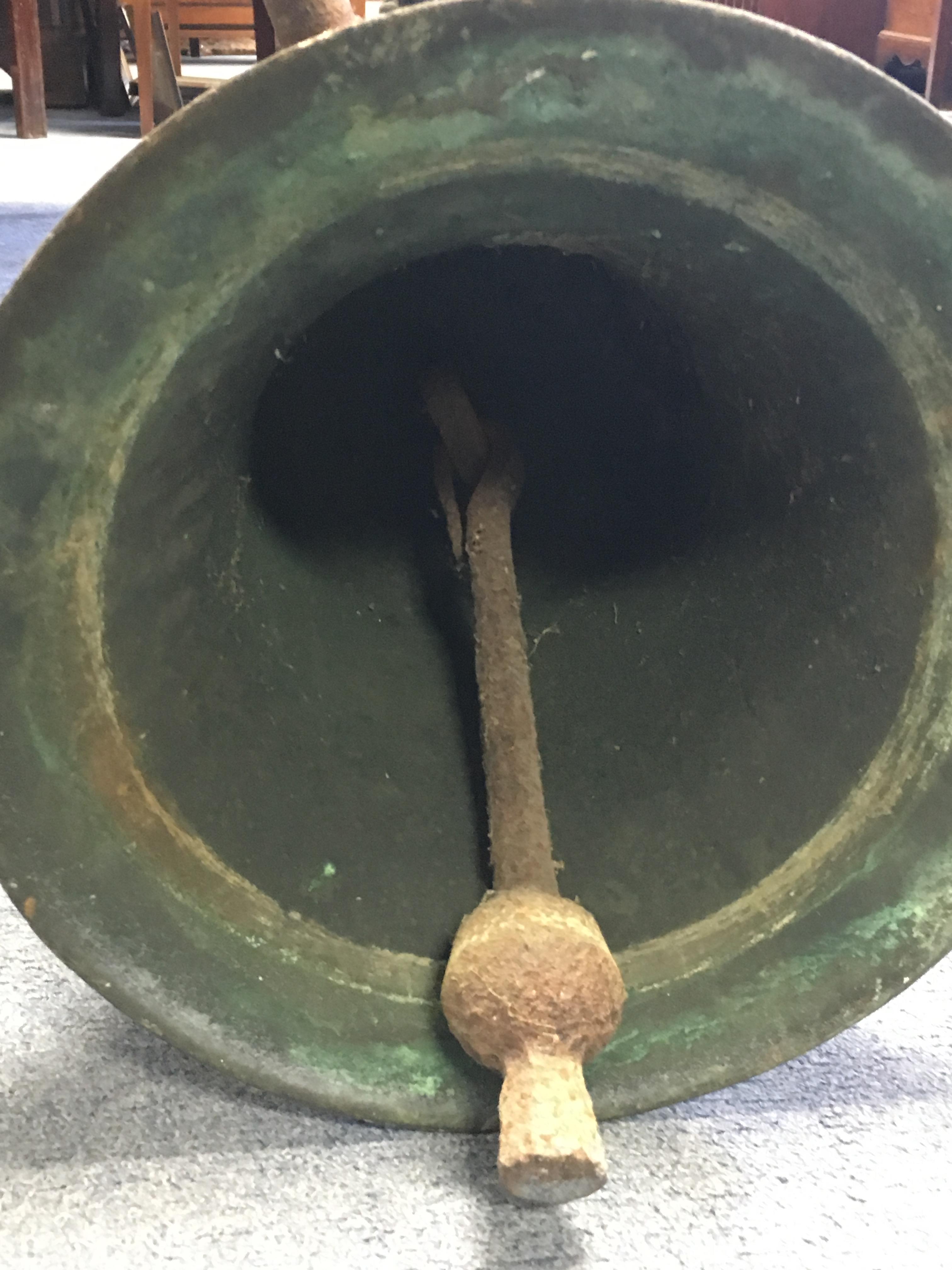 A 19th century BRONZE BELL cast by I WARNER & SONS, LONDON, dated 1873; with original clapper & iron - Image 3 of 3