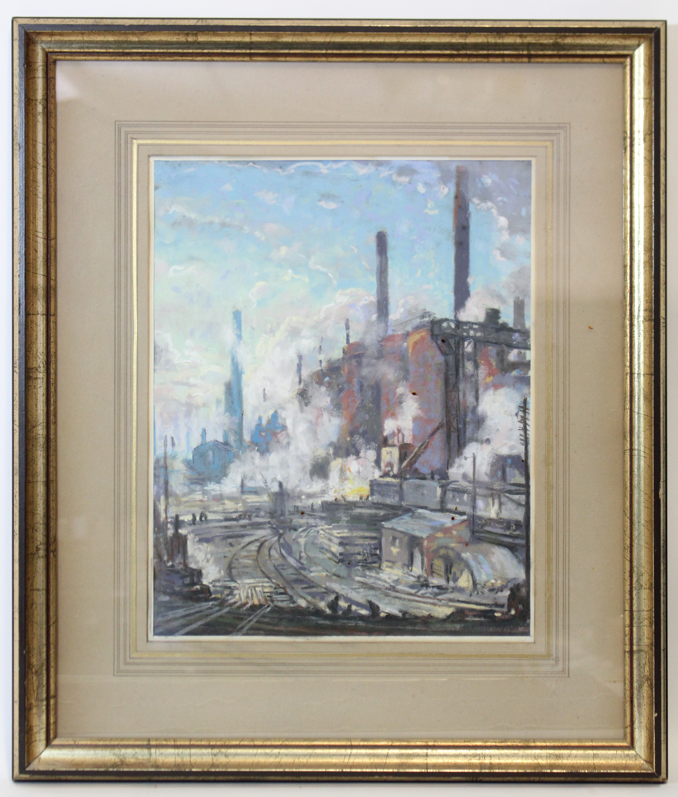 FRANK WADDINGTON (1897-1952). “Steam & Steel”. Signed F. Waddington lower right & inscribed verso; - Image 2 of 4