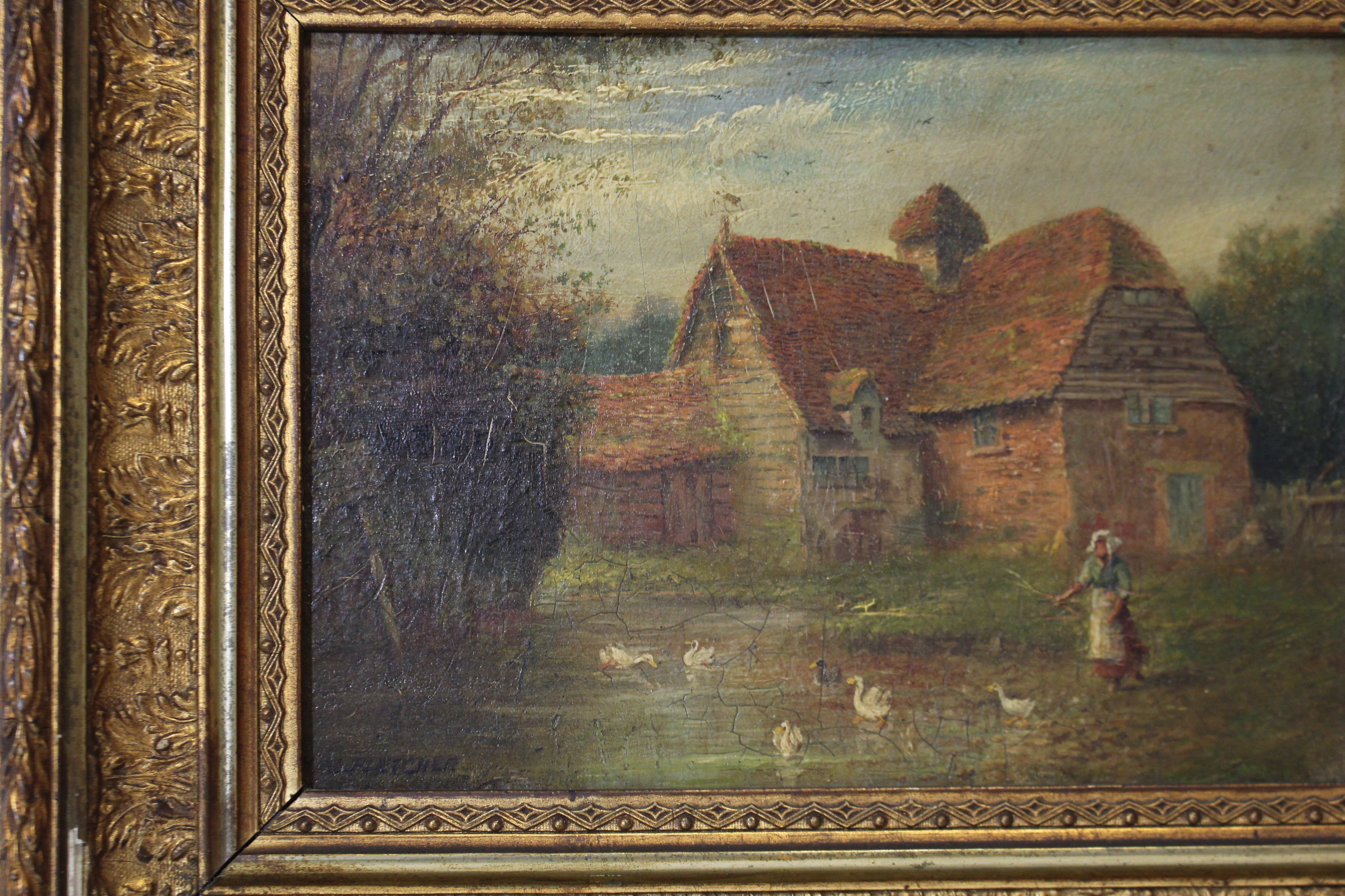 H. M. FLETCHER (British, 19th century). “An Old Farmhouse near Tetterige, Herts”. Signed lower - Image 2 of 3