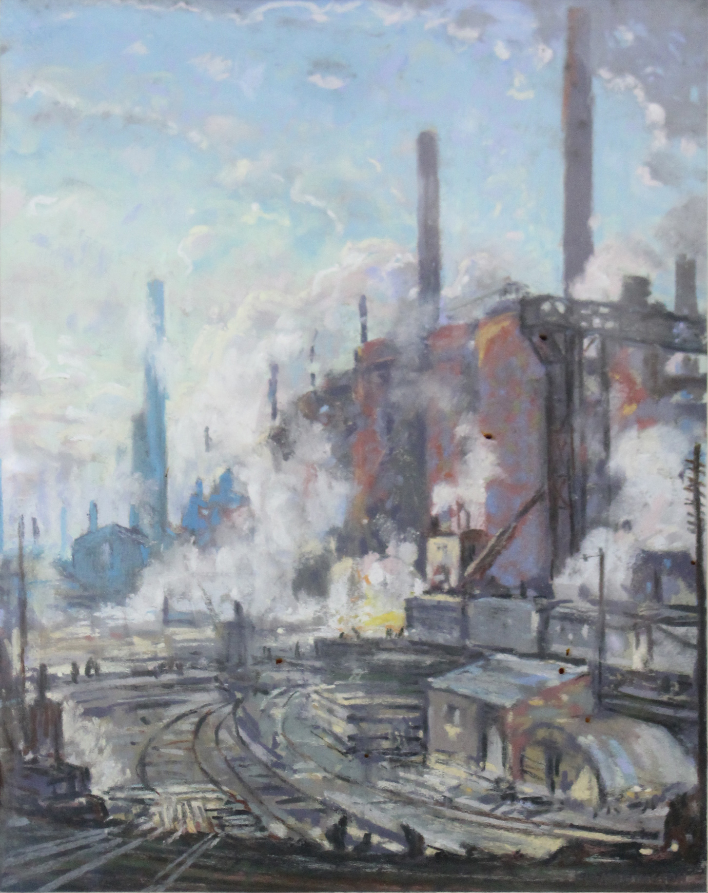 FRANK WADDINGTON (1897-1952). “Steam & Steel”. Signed F. Waddington lower right & inscribed verso;