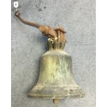 A 19th century BRONZE BELL cast by I WARNER & SONS, LONDON, dated 1873; with original clapper & iron