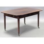 A regency mahogany centre table, the rectangular top with rounded corners & reeded edge, fitted
