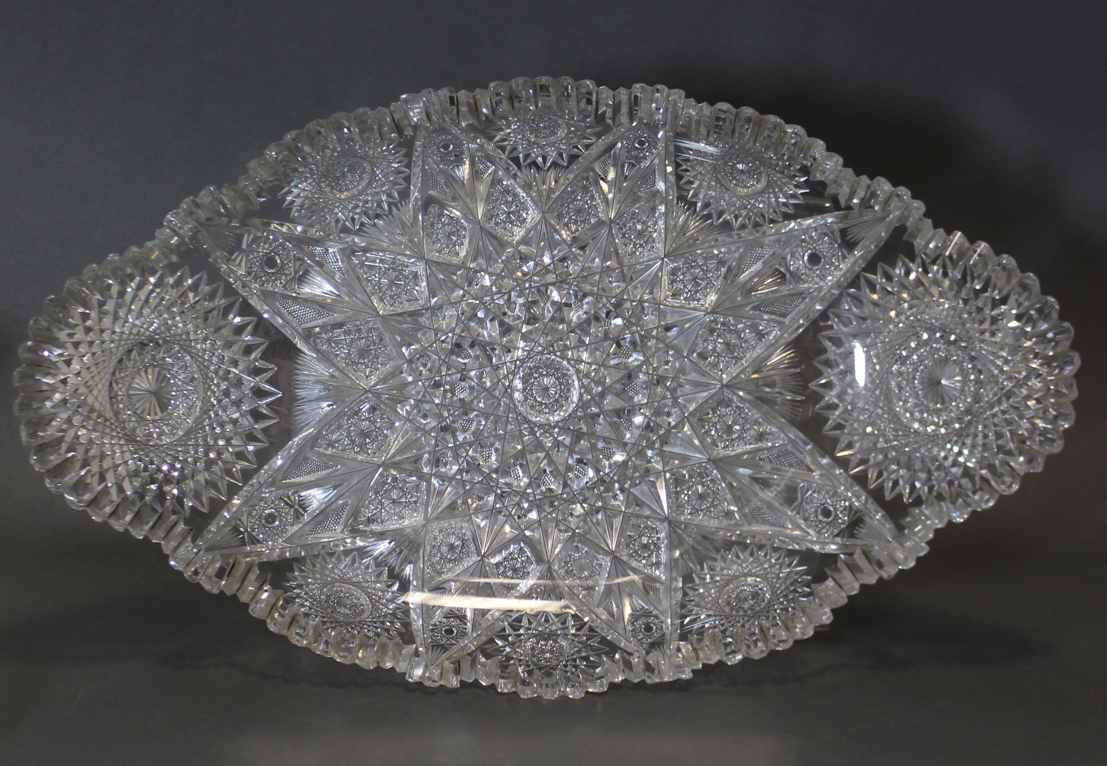 An early 19th century cut-glass deep bowl with lobed rim & fluted body, on turned column & heavy - Image 7 of 8