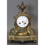 A 19th century mantel clock, the 3” white enamel dial signed: “JOHN HALL & Co., MANCHESTER” (