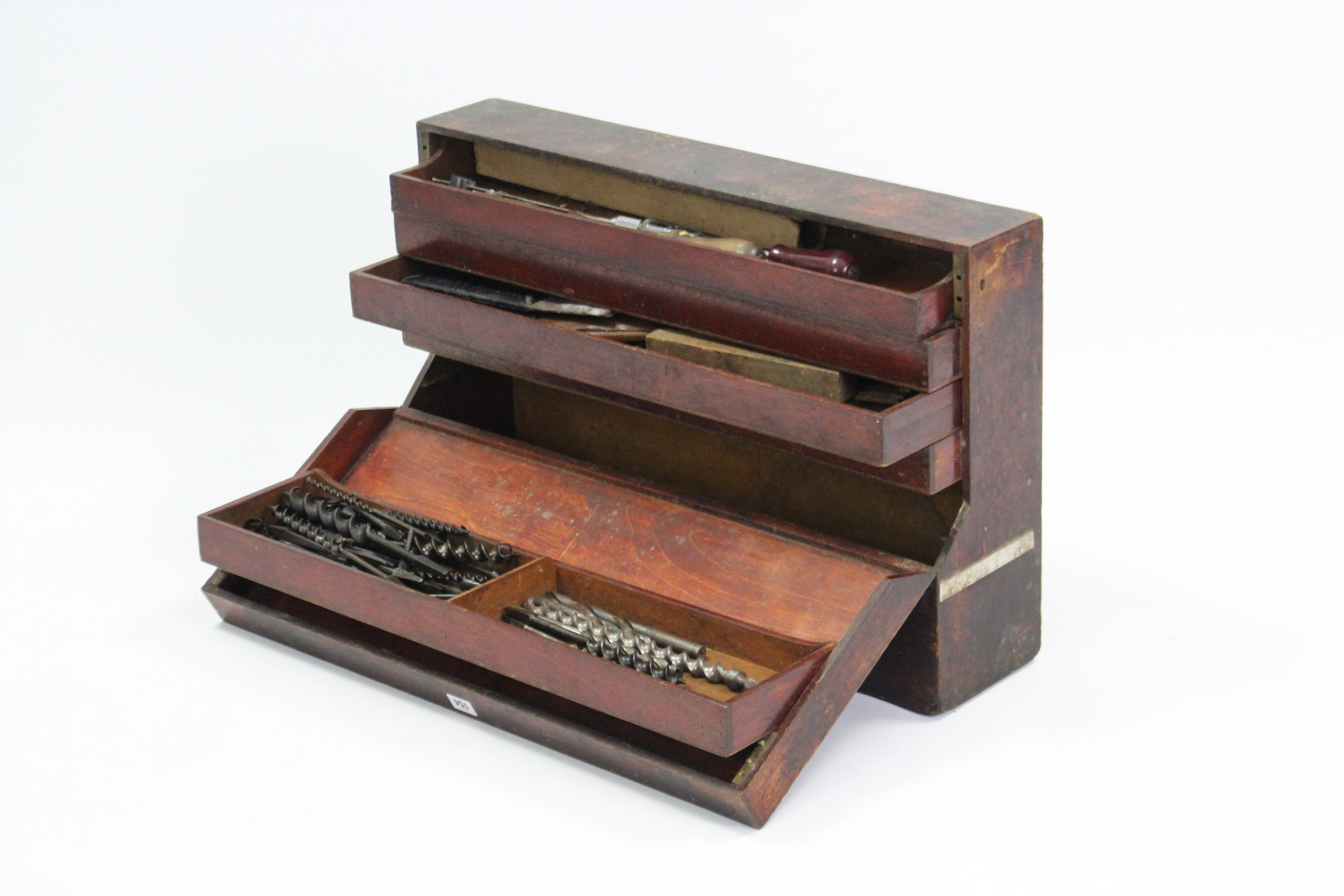 An early 20th century carpenter’s deal tool box with fitted interior enclosing numerous tools & - Image 4 of 5