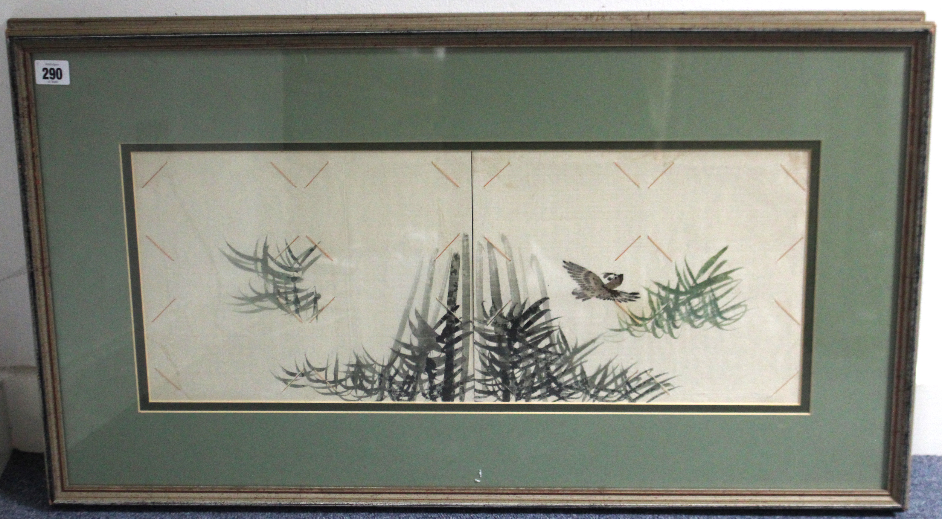 A set of four Chinese silk paintings on postcard album leaves, framed in pairs, depicting - Image 2 of 4