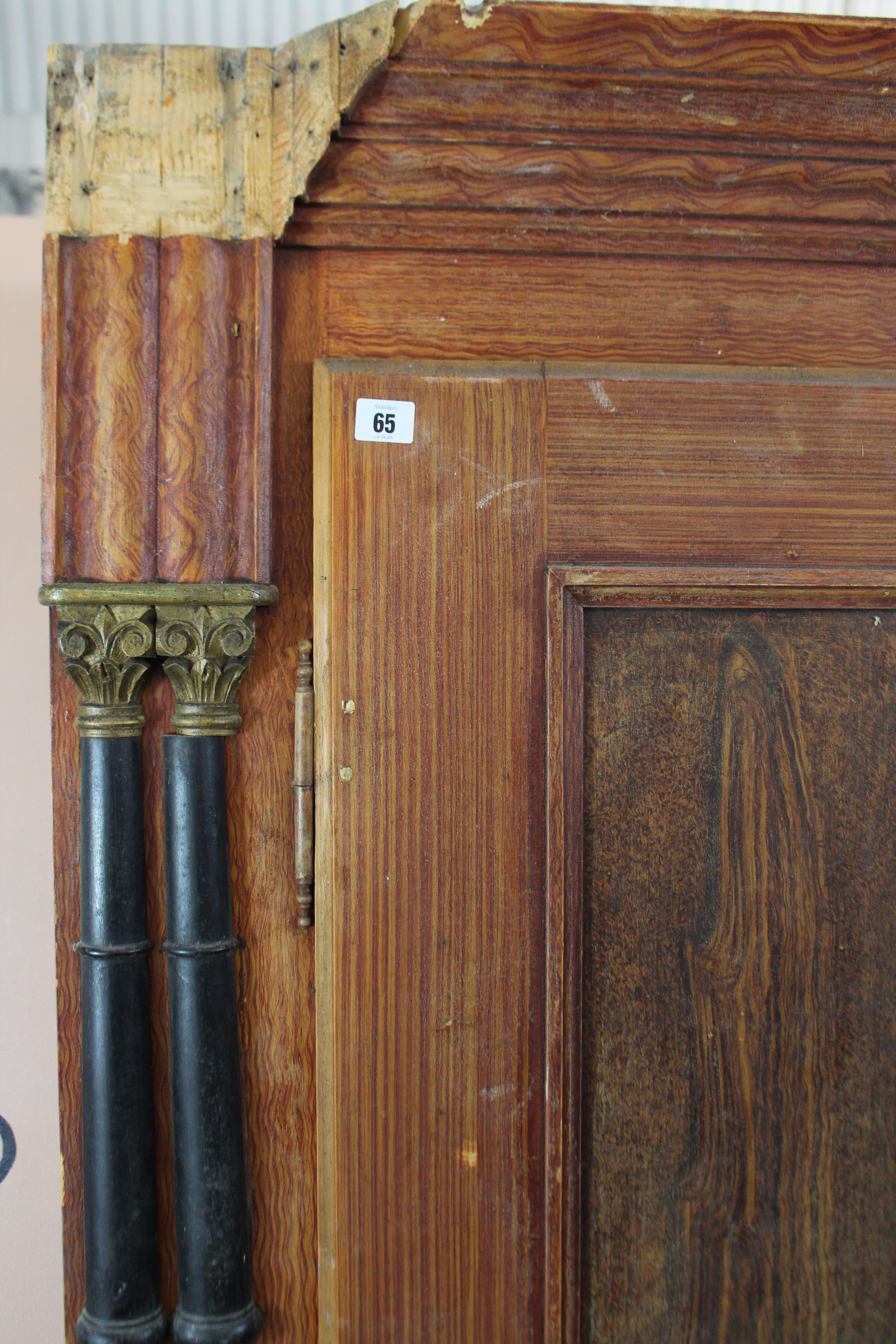 A continental-style grained pine wardrobe enclosed by pair of panel doors, with half turned - Image 2 of 3