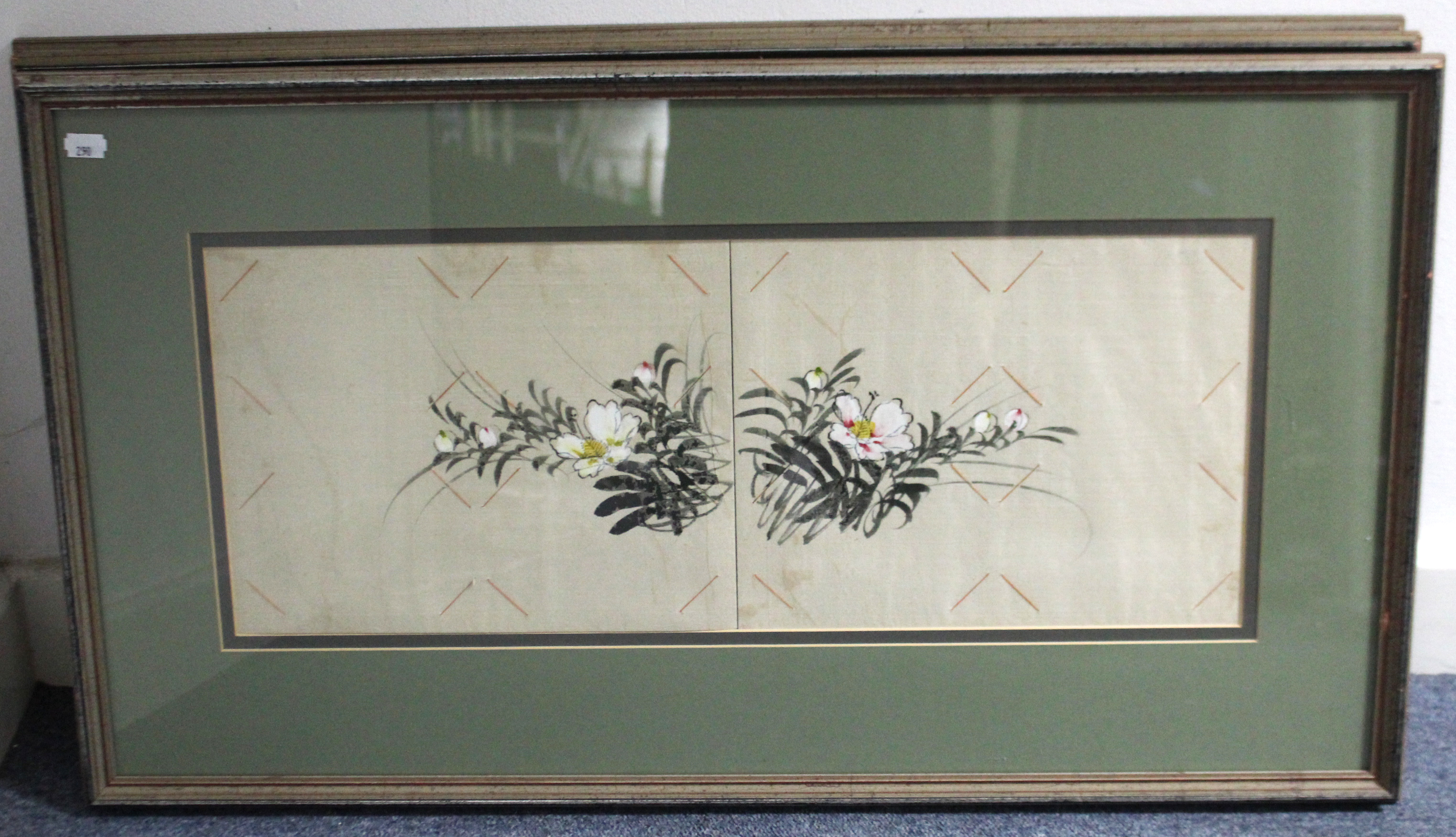 A set of four Chinese silk paintings on postcard album leaves, framed in pairs, depicting - Image 3 of 4