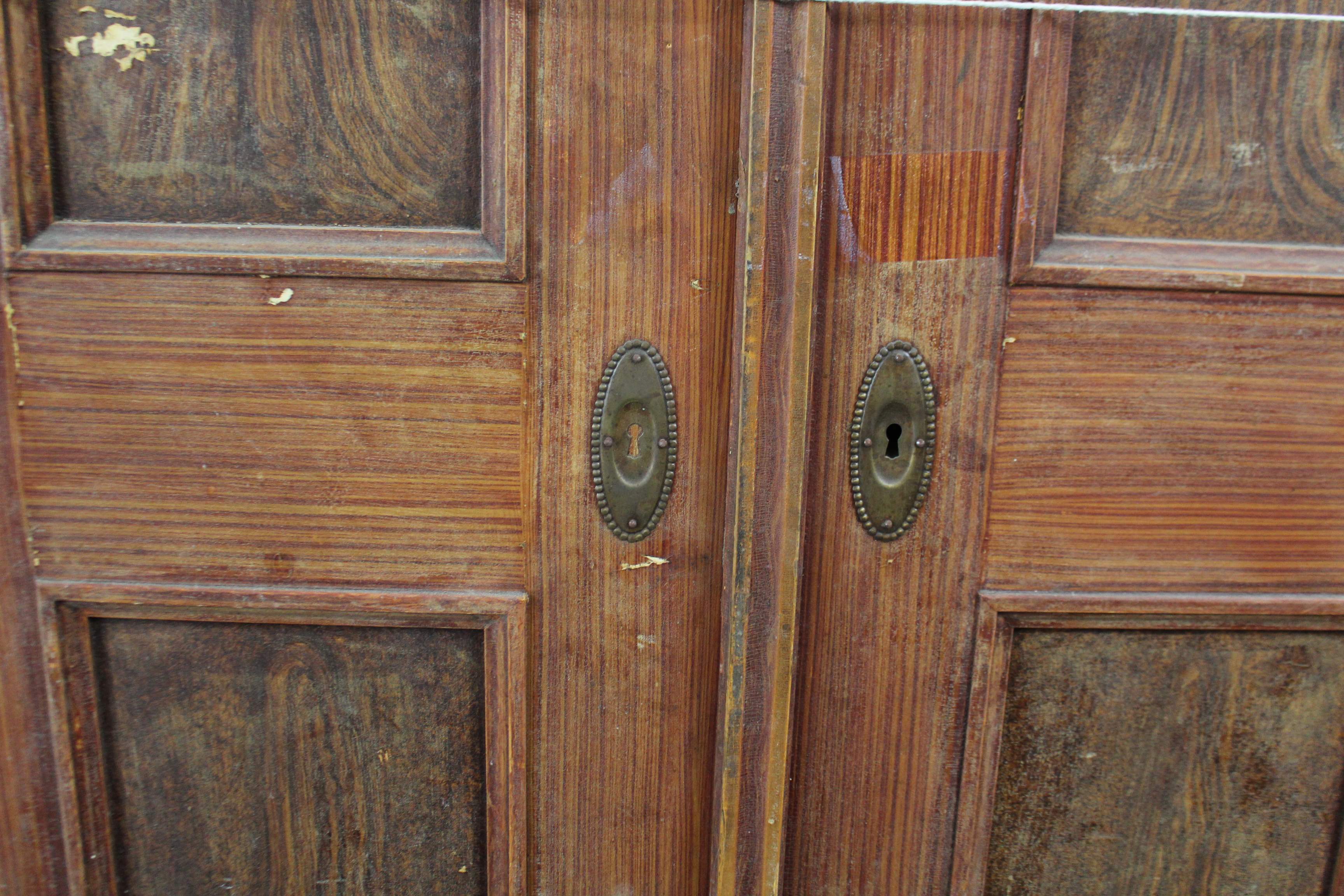 A continental-style grained pine wardrobe enclosed by pair of panel doors, with half turned - Image 3 of 3