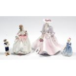 Three Royal Doulton figures “A Posy for You” (HN 3606); “Tender Moment” (HN 3303), & “Special