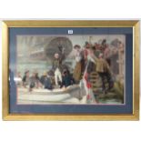 A chromolithograph depicting Nelson leaving a harbour, 28½” x 39½”.