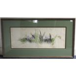 A set of four Chinese silk paintings on postcard album leaves, framed in pairs, depicting