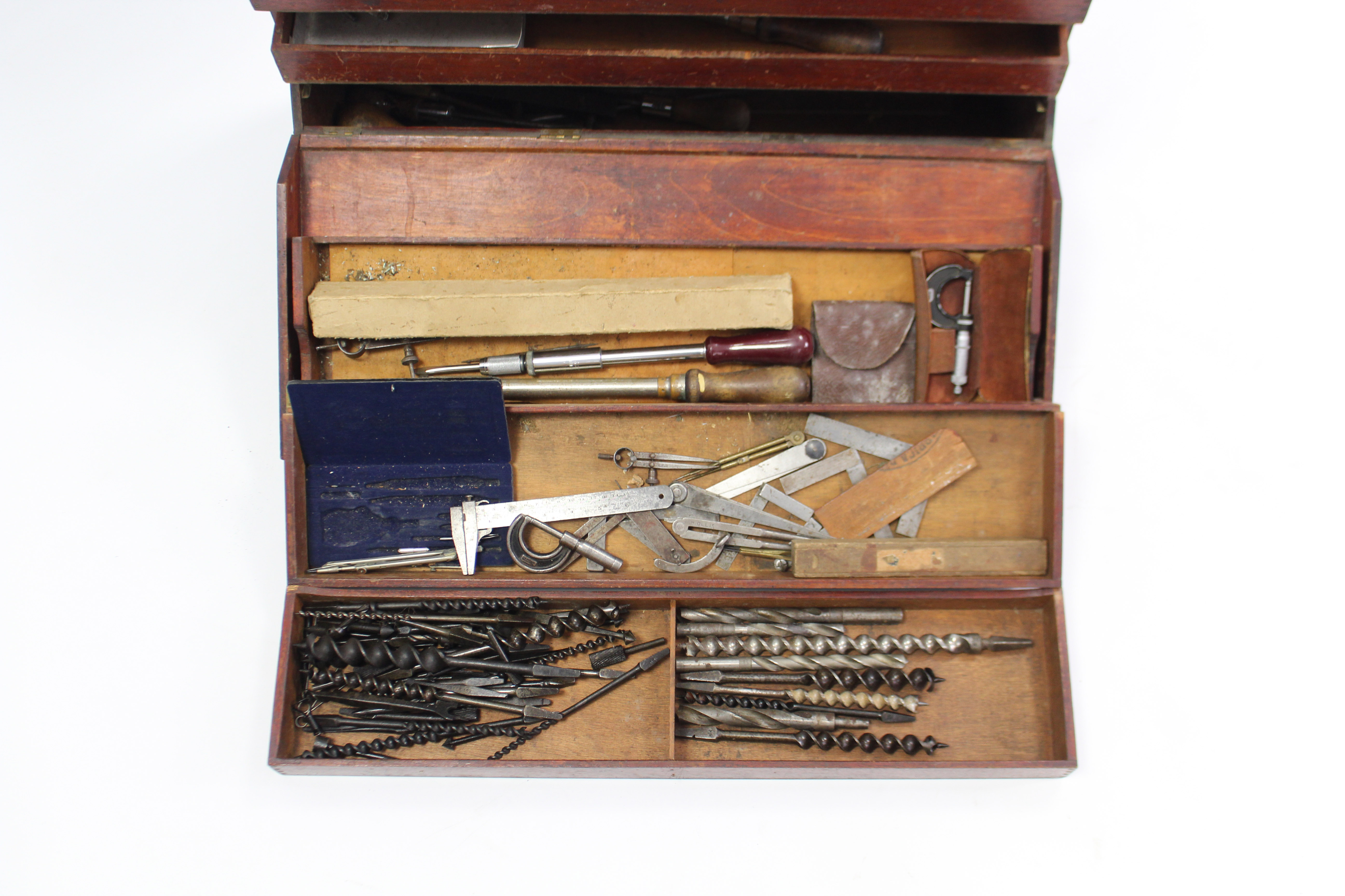 An early 20th century carpenter’s deal tool box with fitted interior enclosing numerous tools & - Image 2 of 5